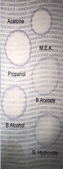 paper security point solvent reactive ink